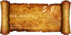 Sik Jolán névjegykártya