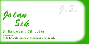 jolan sik business card